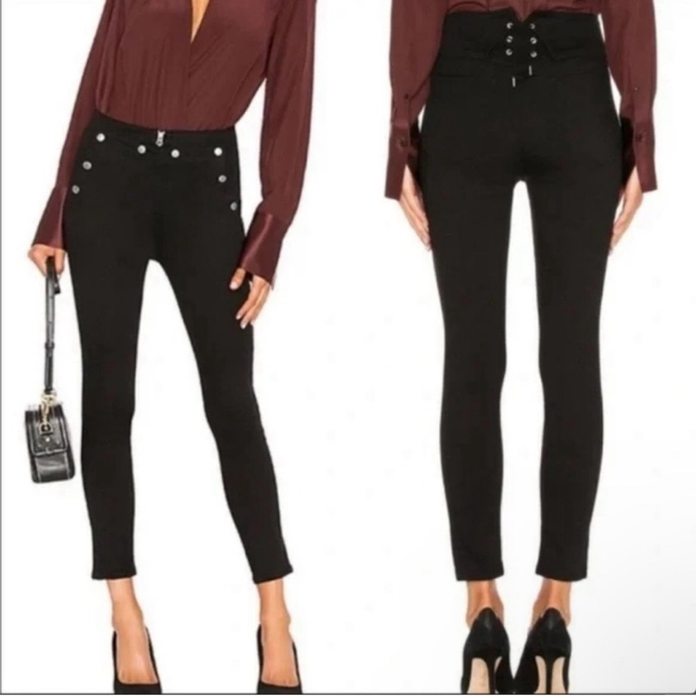 Rag & Bone Penton Stretch Black Denim Snap Front Jeans - sz 24